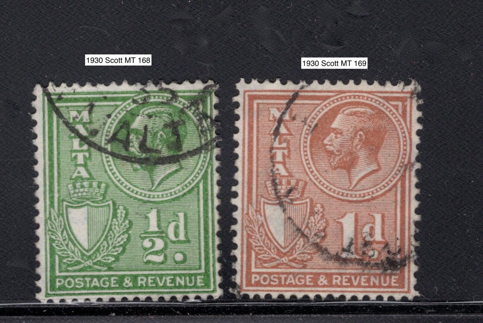 Malta 1930 King George V Postage Stamps, Used Hinged