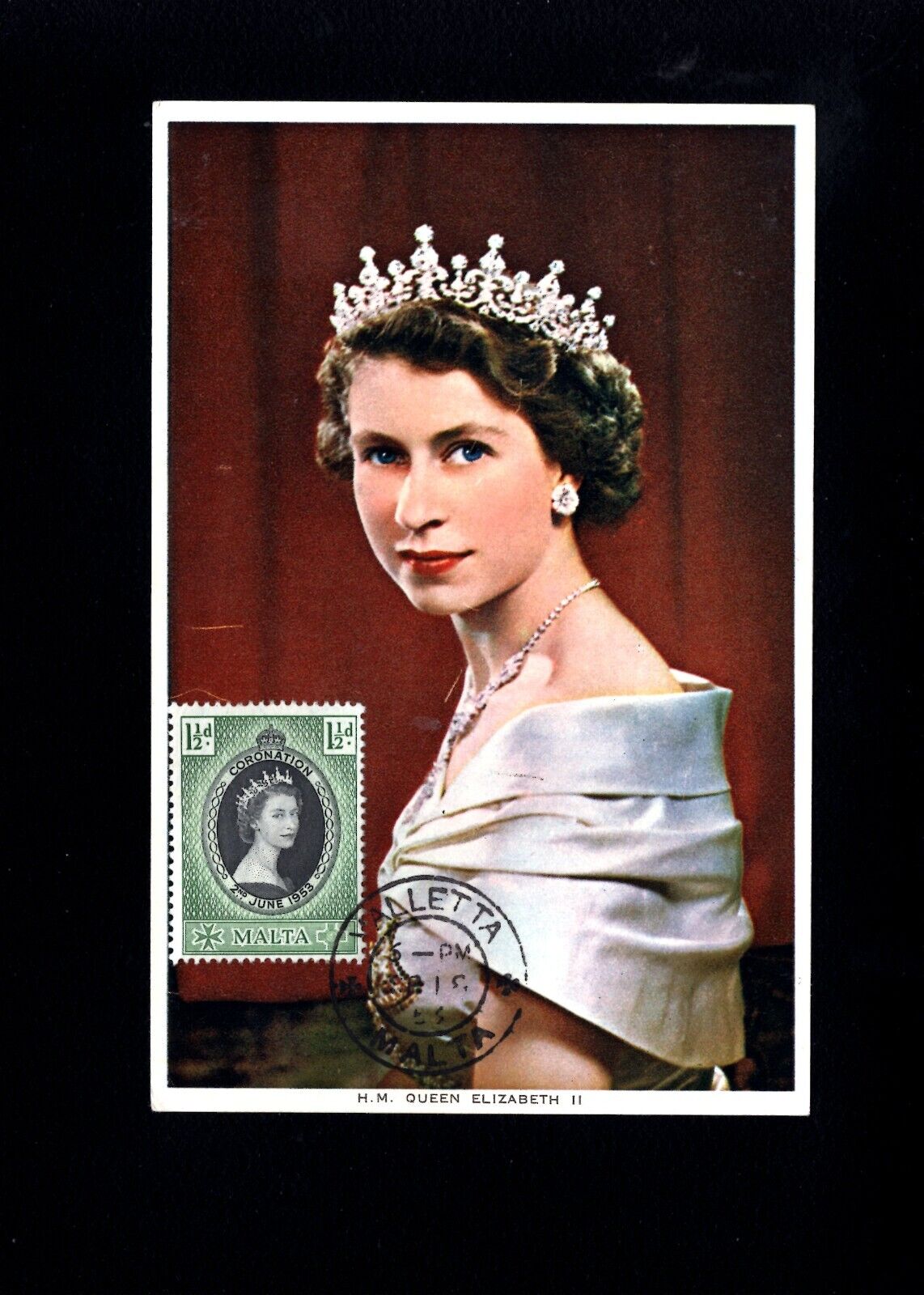 Great Britain Malta Maxi Card Queen Elizabeth Ii Valletta 1953 Postcard Z41