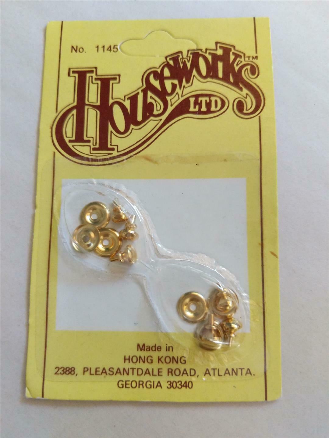 Houseworks #1145 Dollhouse 1:12 (1") Scale Gold Plated Door Knob & Escutcheon