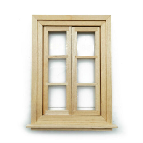 Dollhouse Furniture Wooden 6 Pane Window 1:12 Miniature Diy Accessories